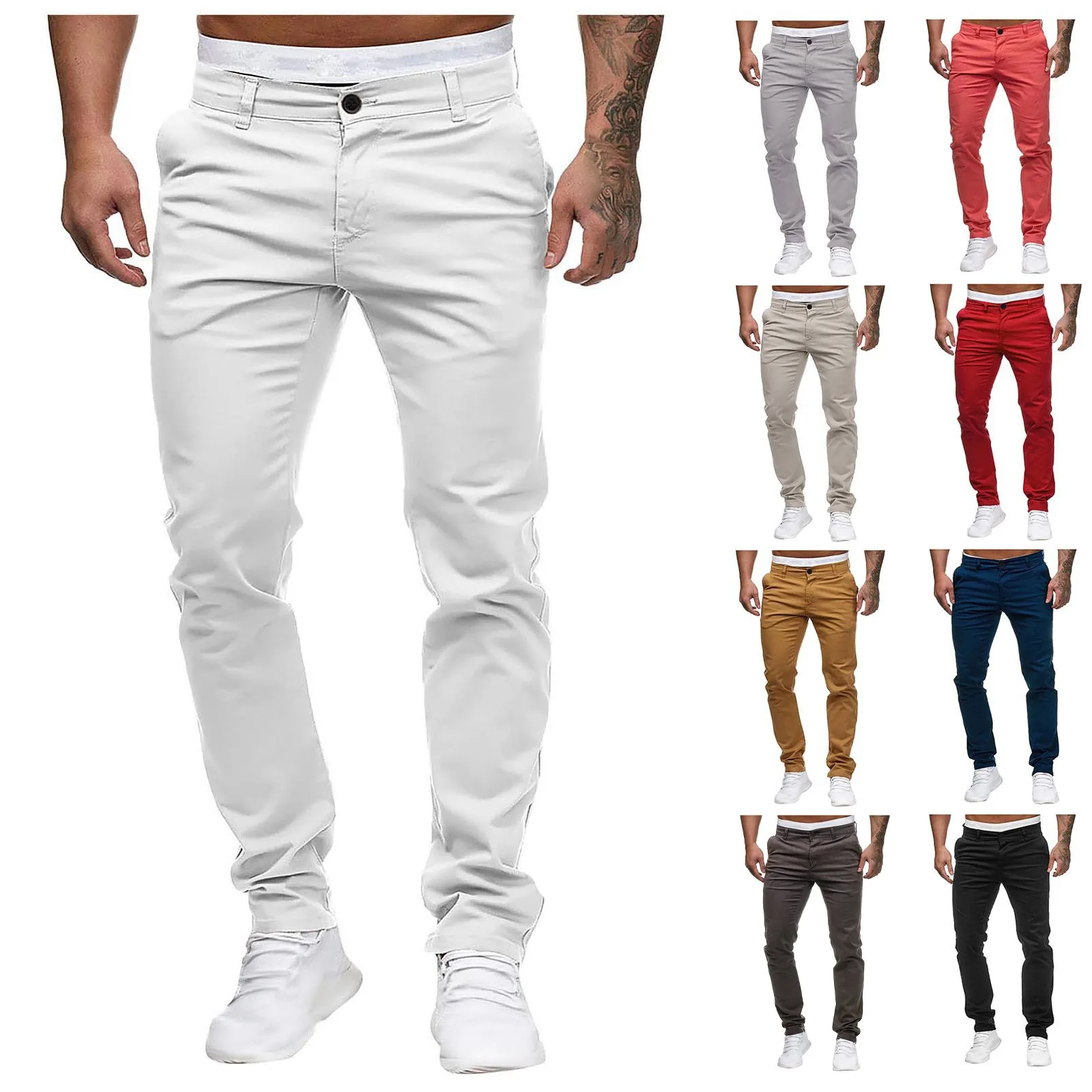 

Outdoor Fashion Mens Cargo Pants Multi Pocket Casual Cotton Simple Solid Loose Trousers Overalls Lightweight Hiking Pantalones