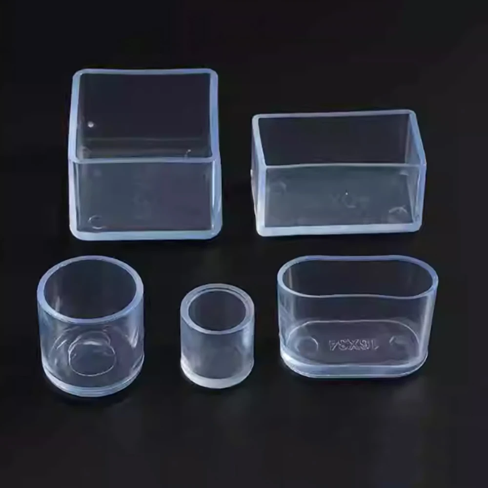 Transparent Table Chair Foot Covers Round/Square Pipe Plugs Protective Covers Furniture Thickening Anti Slip Leg Pads