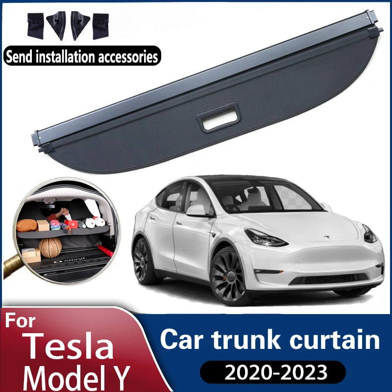 

Car Trunk Curtain Covers For Tesla Model Y Accessories 2023 ~2020 Car Trunk Covers Rear Rack Partition Shelter Auto Accessories