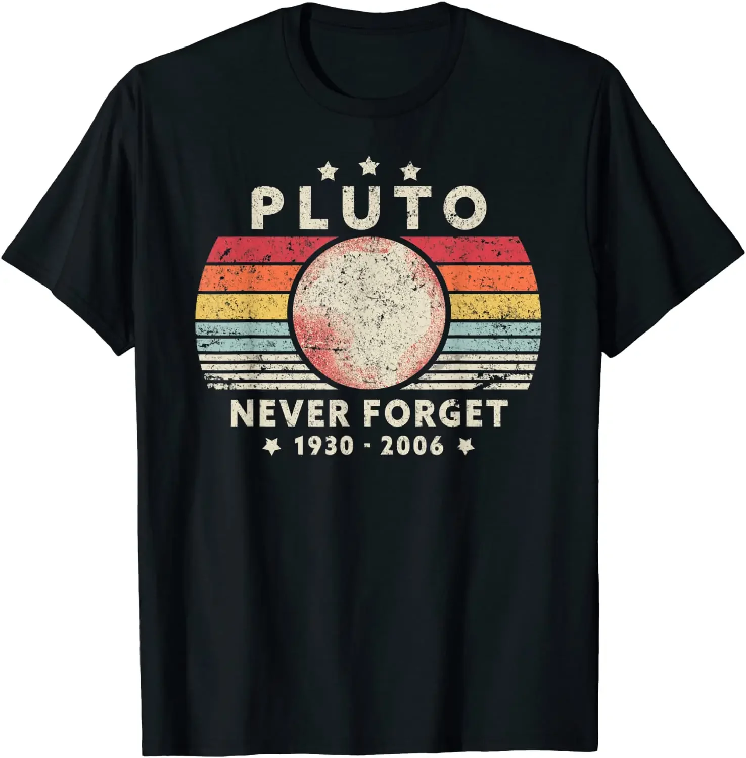 2024 T Shirt Men Summer Tops Tees Male Never Forget Pluto Retro Style Funny Space Science