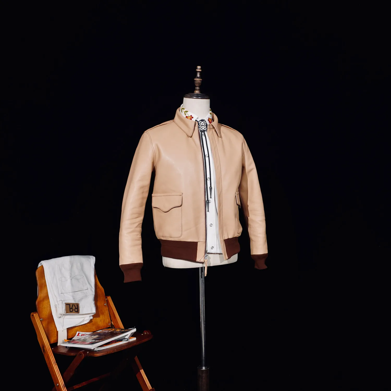 

American vintage calfskin A2 flight suit jacket replica Real McCoy