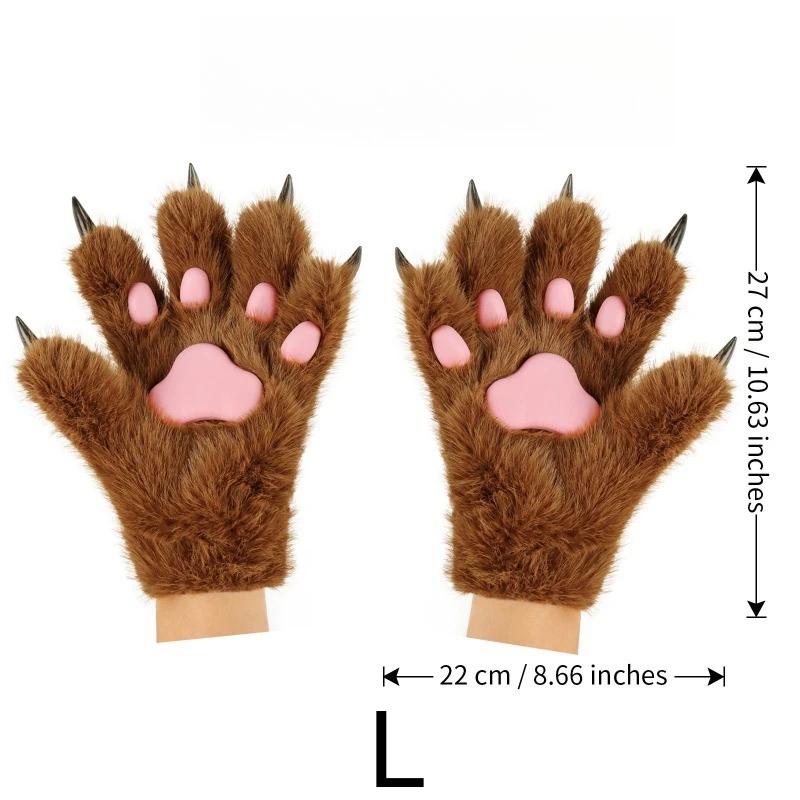 Animal Paws Claws Gloves Fursuit Cosplay Costume Accessories Furry Fur Cat Wolf Fox Dog Paw Halloween Party Roleplay Props view 4