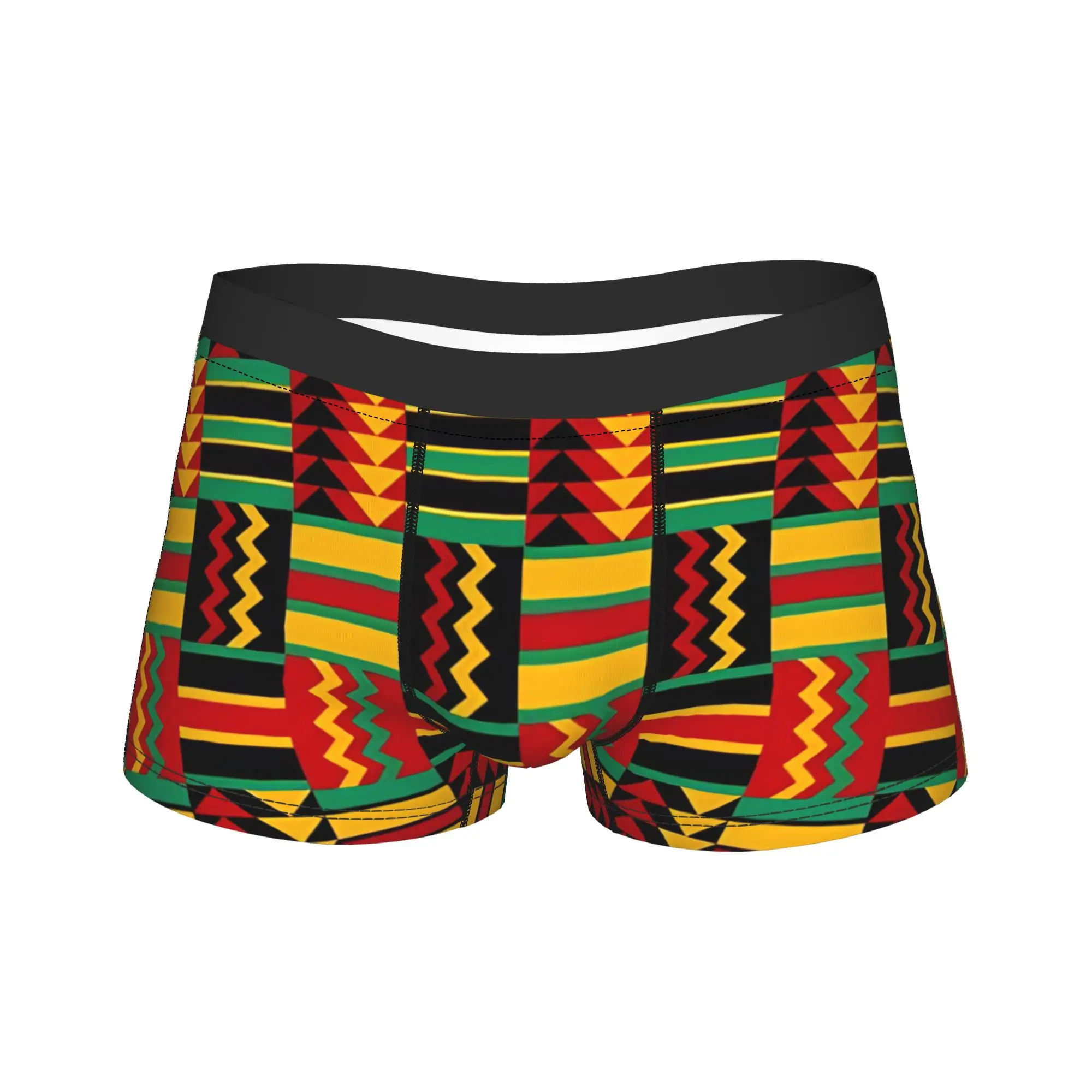 African Pattern Authentic Kente Cloth Boxershorts Pouch Underwear Printing Boxer Brief Comfortable Male Panties Plus Size