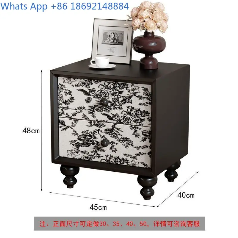 Vintage Style Wooden Nightstand for Small Bedroom Black Storage Cabinet Modern Minimalist Design