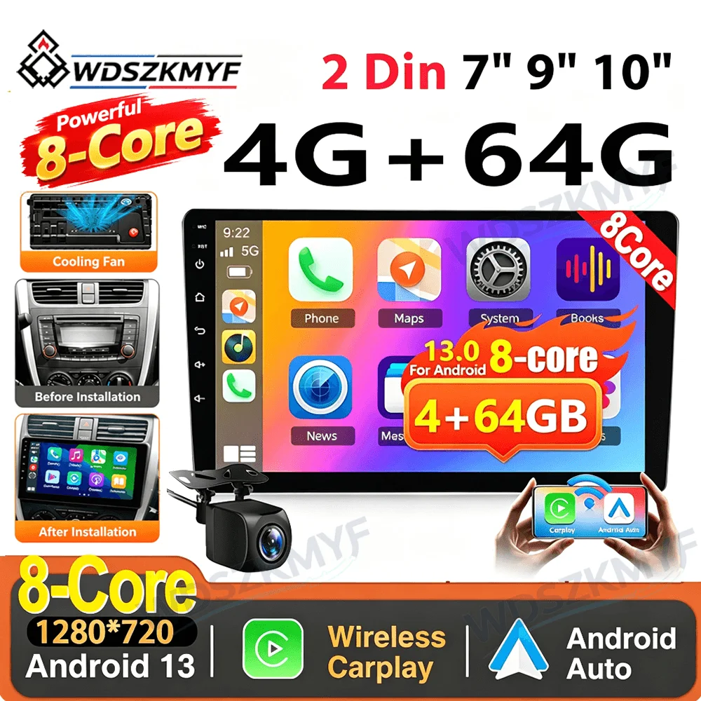2 Din car radio  8Core Android 13 Car Radio 64G Autoradio 7/9/10