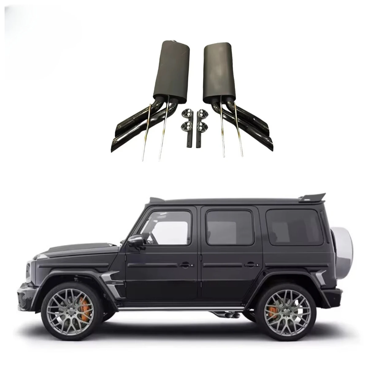 

Car Rear Bumper Body Parts G BRS Style Stainless Steel Exhaust for W463 1990-2022
