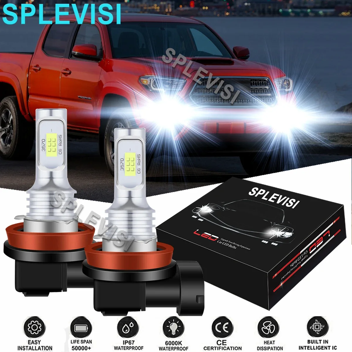 Car LED Fog Light Bulbs Conversion Kit For Toyota Tacoma 2016 2017 2018 2019 2020 2021 RAV4 2013-2020 Tundra 2014-2020