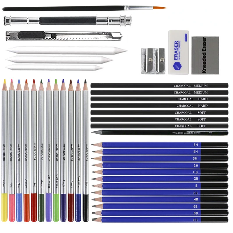 41-piece Set of Water-soluble Color Sketch Drawing Pencil Students Go Out for Sketching and Painting Special Portable Brush Set