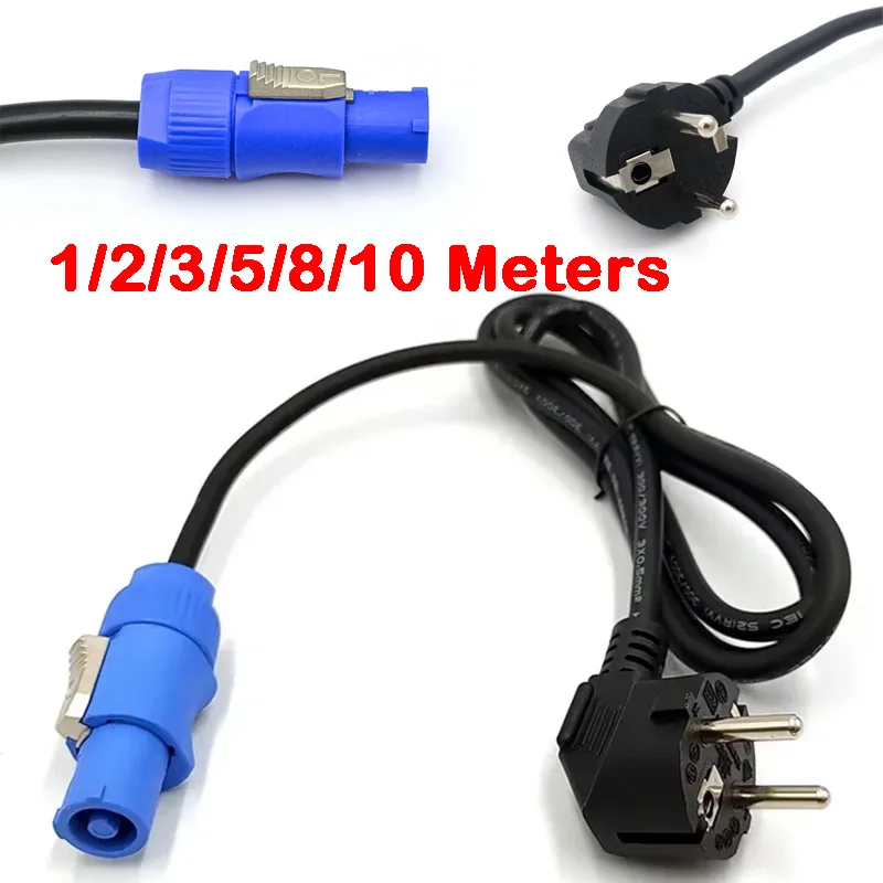 Moving Head Light Power Cable with Powercon Connector European Plug | 1-10M 3-Core Stage Lighting Power Cord for LED Par Lights