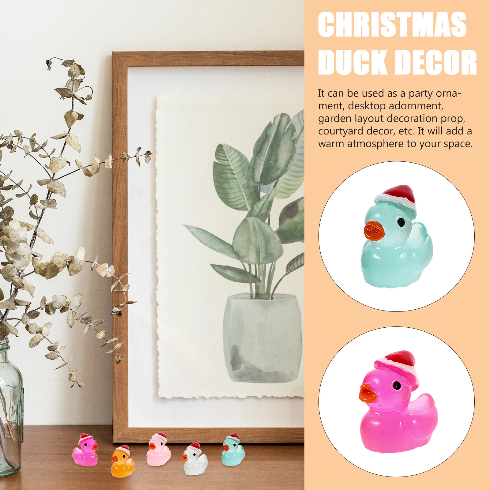 

50 Pcs Luminous Christmas Duck Ornaments Garden Decor Minature Animal Figurines Moss Mini Resin