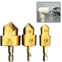 1pc PPR Lifting Drill Bit Hexagon Shank Water Pipe Connection Tool 20/25/32mm Gold Stepped Drill Bit Water Pipe Expansion Drill