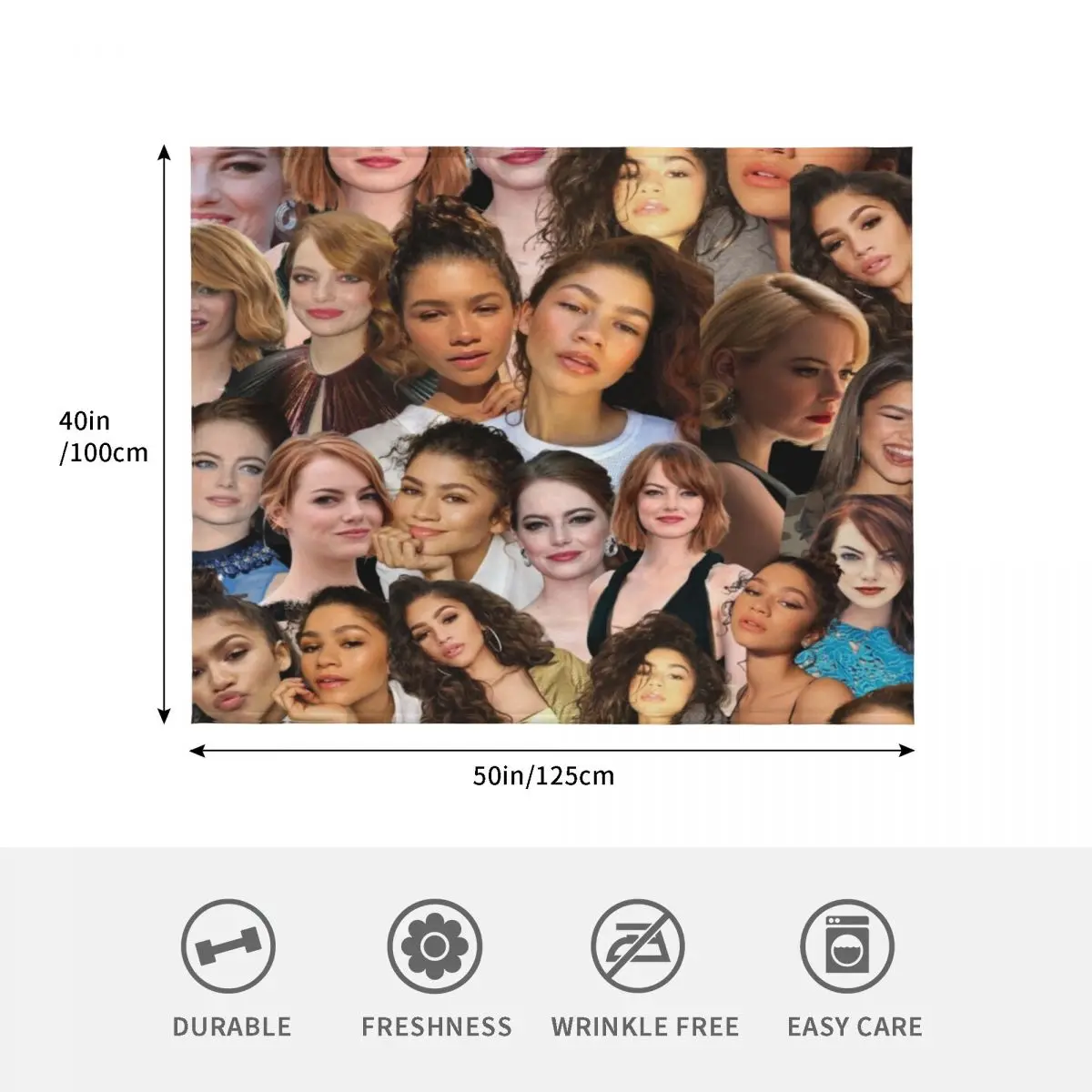 إيما ستون آند زندايا كولاج رمي بطانية لطيف منقوشة قيلولة أريكة لحاف المعزي البطانيات #4