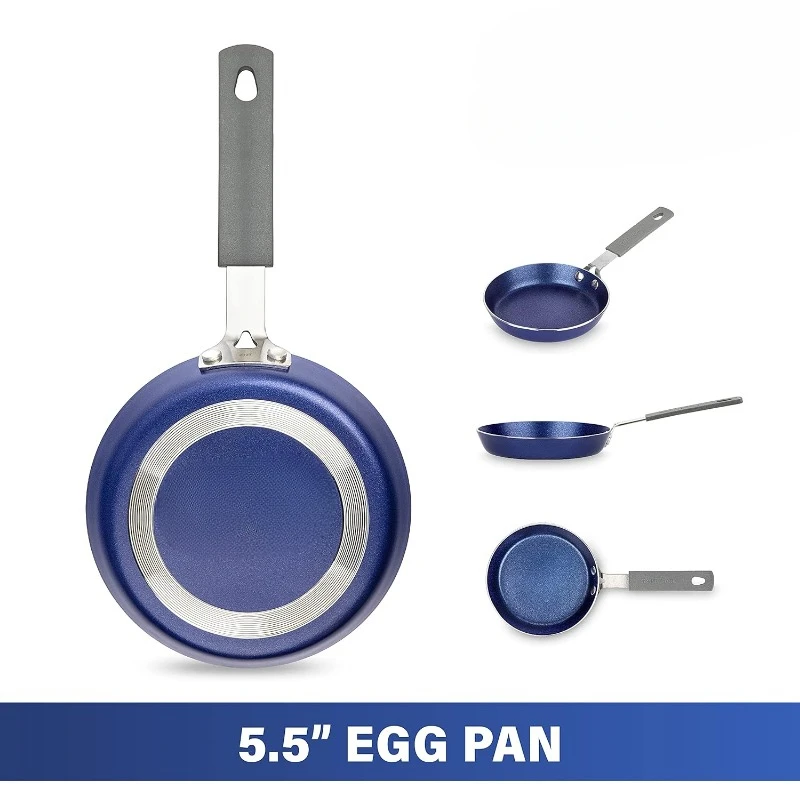 Blue Mini Nonstick Egg Pan & Omelet Pan – 5.5” Single Serve Egg Nonstick/Skillet,  Small Frying Designed, Dishwasher Safe