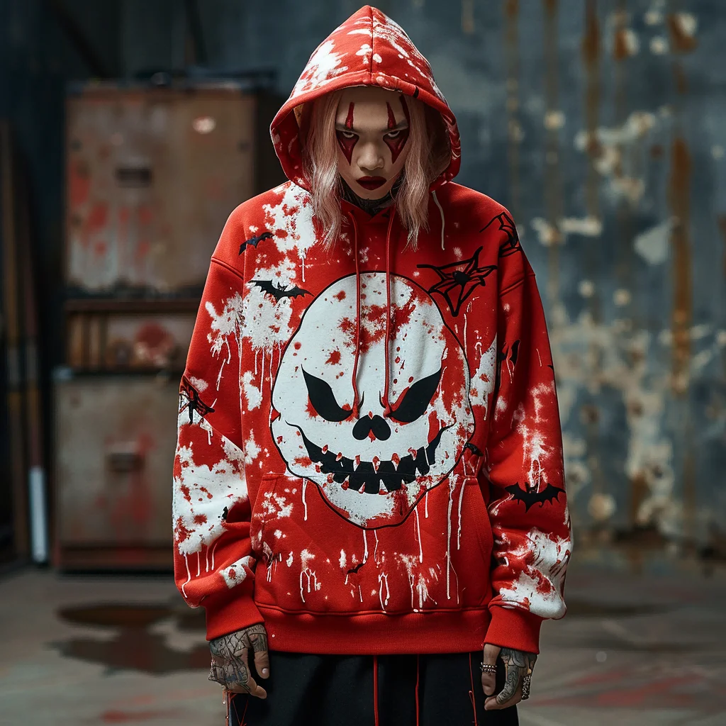 Men's casual plus size sportswear 2024 Halloween clown print pullover hoodie Winter men's sportswear Gothic hoodie