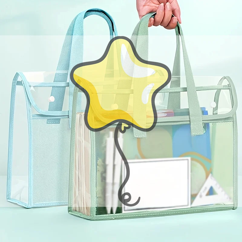 

1 портативная прозрачная водонепроницаемая ручная папка большой емкости, расширяемая сумка для хранения файлов, самоклеящаяся сумка для файлов из ПВХ