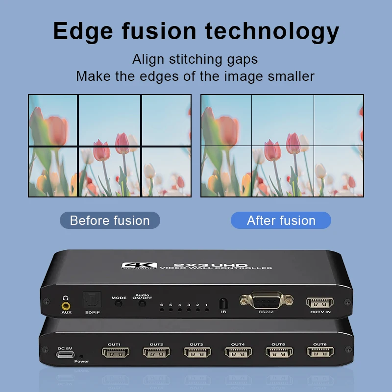 Imagem -04 - Processador de Parede de tv Hdmi Splicer com Extração de Áudio 4k 2x3 2x3 2x2 3x2 Ecrãs