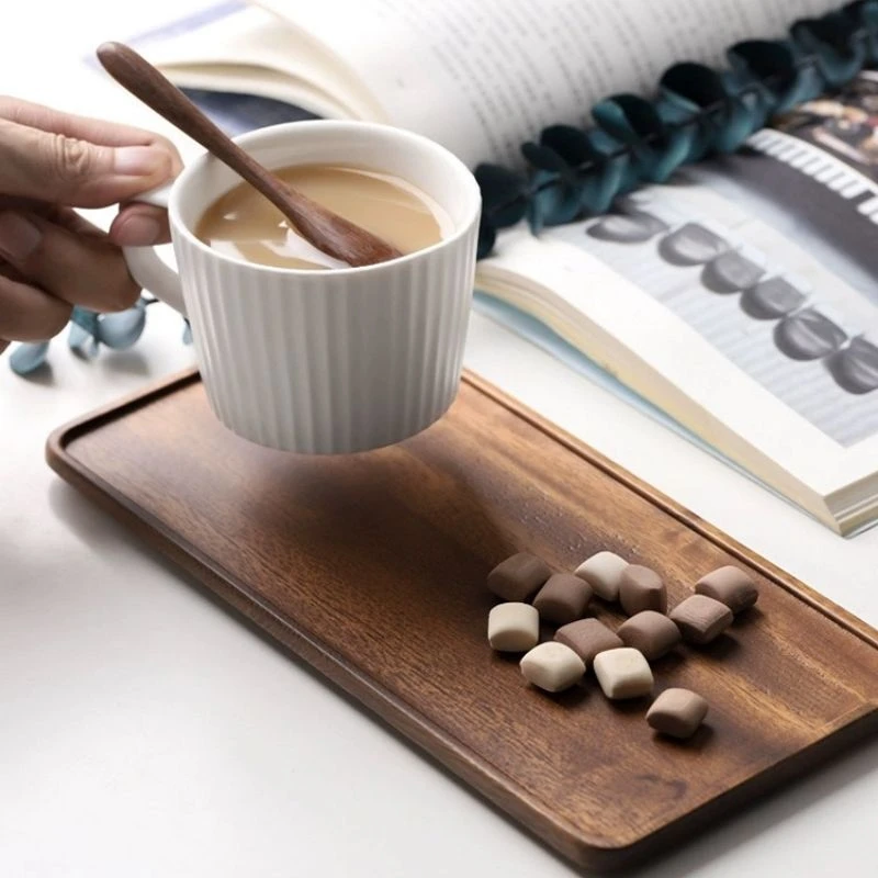 Natural Wooden Rectangular Serving Tray Food Fruit Snack Storage Coffee Tea Breakfast Tray Home Hotel Bathroom Vanity Decor - view 2