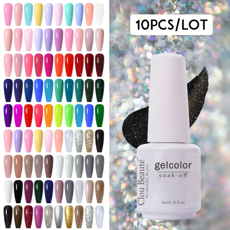 

Clou Beaute 180 Colors Nail Gel Polish Kit Nails Art Gels Varnish 8ml 10pcs/lot Glass Bottle UV Semi Permanent Nail Lacquer