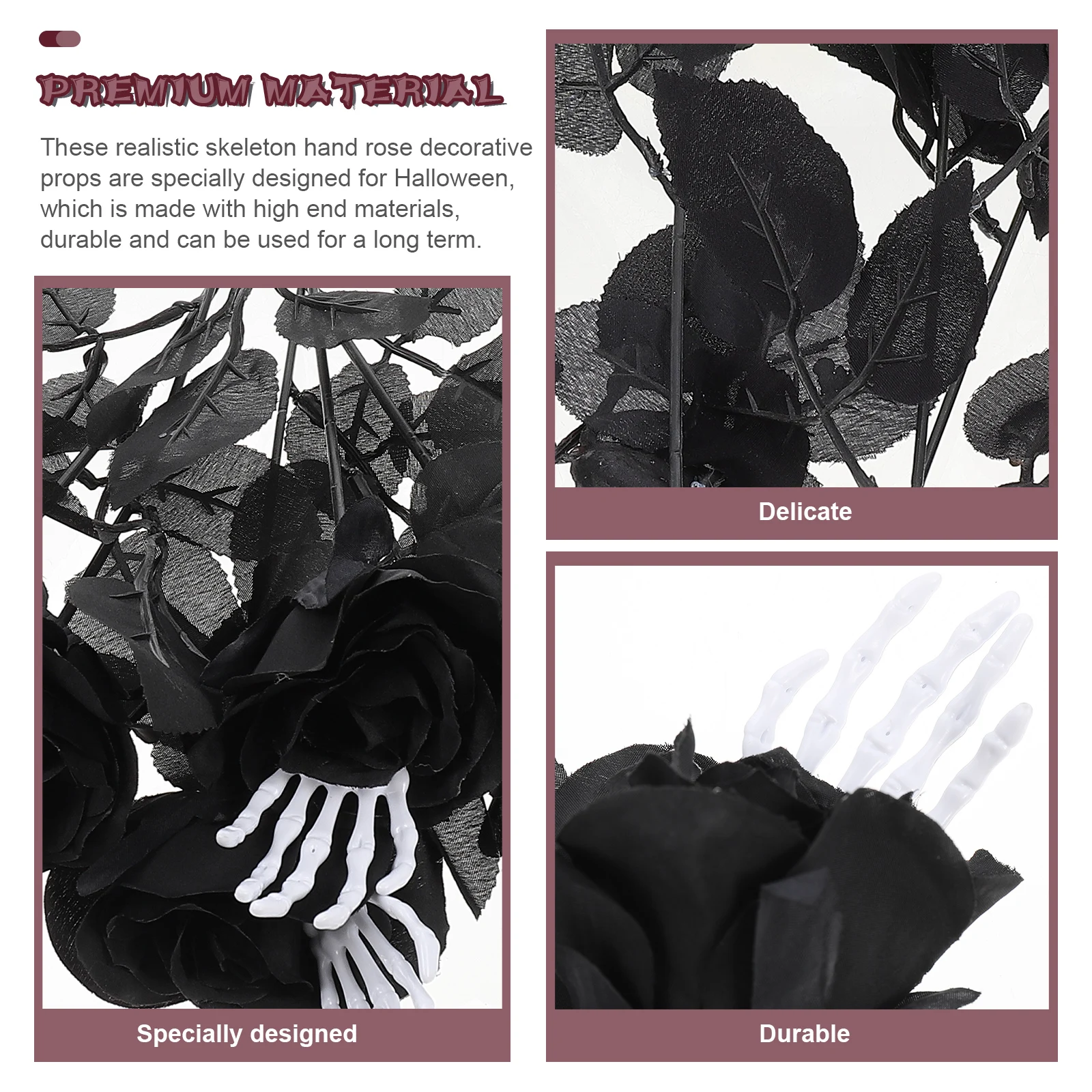 

5pcs Halloween Fake Hand Artificial Decor For Party Haunted Decoration Hand Flower Simulated Rose Tricky