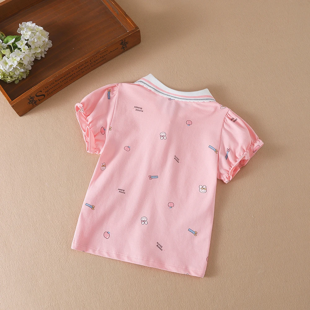 Baby Girls Summer Shirt 2024 New Kids Cotton Short Sleeved Clothes Kids Polo T-shirt Baby Turn-Down Collar Clothes