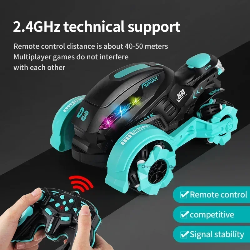 Children's spray stunt motorcycle high-speed drift rotary side USB charging off-road remote control vehicle