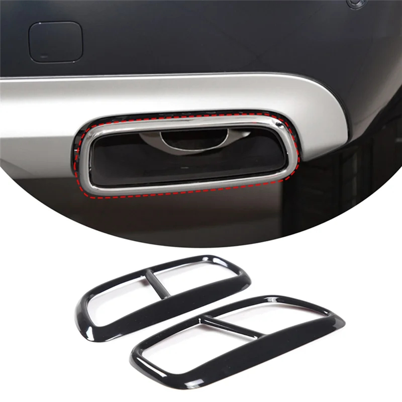 Reliable-Black Stainless Steel Pipe Throat Exhaust Outputs Tail Frame Trim Cover For Volvo XC90 Exterior Parts 2Pcs