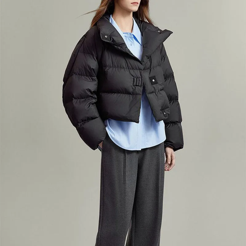 Parkas d'hiver en coton épais pour femmes, style américain, revers décontracté vintage, bouton de document solide, combinaison thermique extérieure chic, 2024