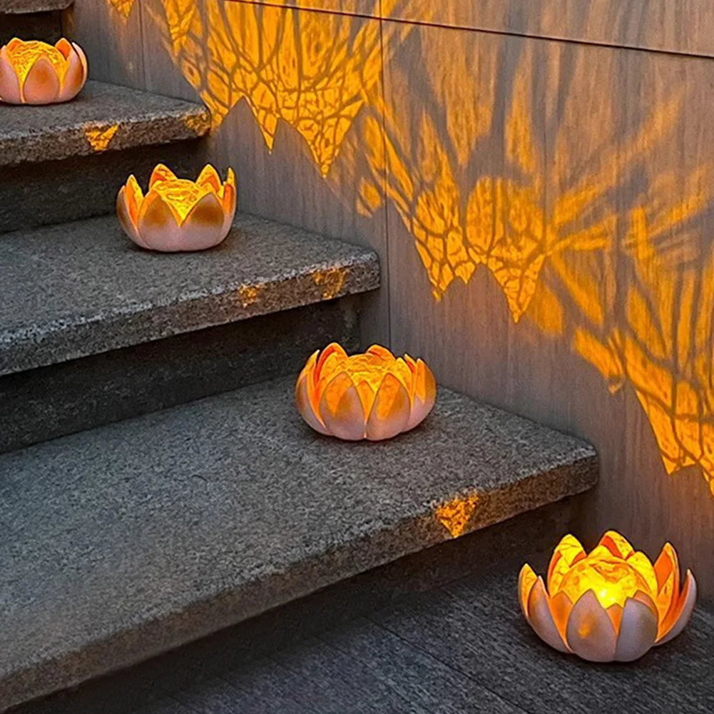 Solar Powered Lotus Cracked Glass Ball Lamp Waterproof 600mAh Decorative Cracked Ball Lotus Light Garden Art Decoration