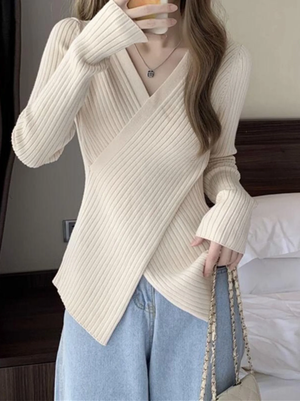 

plus Size Korean Style Knitted Sweater Women's Autumn Winter New Fashion Slimming Versatile Outerwear Base Shirt for Plump Si...