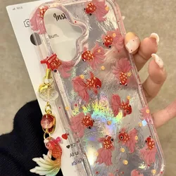 New Year's Celebration Koi Pendant Stand Anti Drop Phone Case for iPhone 16promax 15pro 12 13 14 11 Soft Protective Back Cover