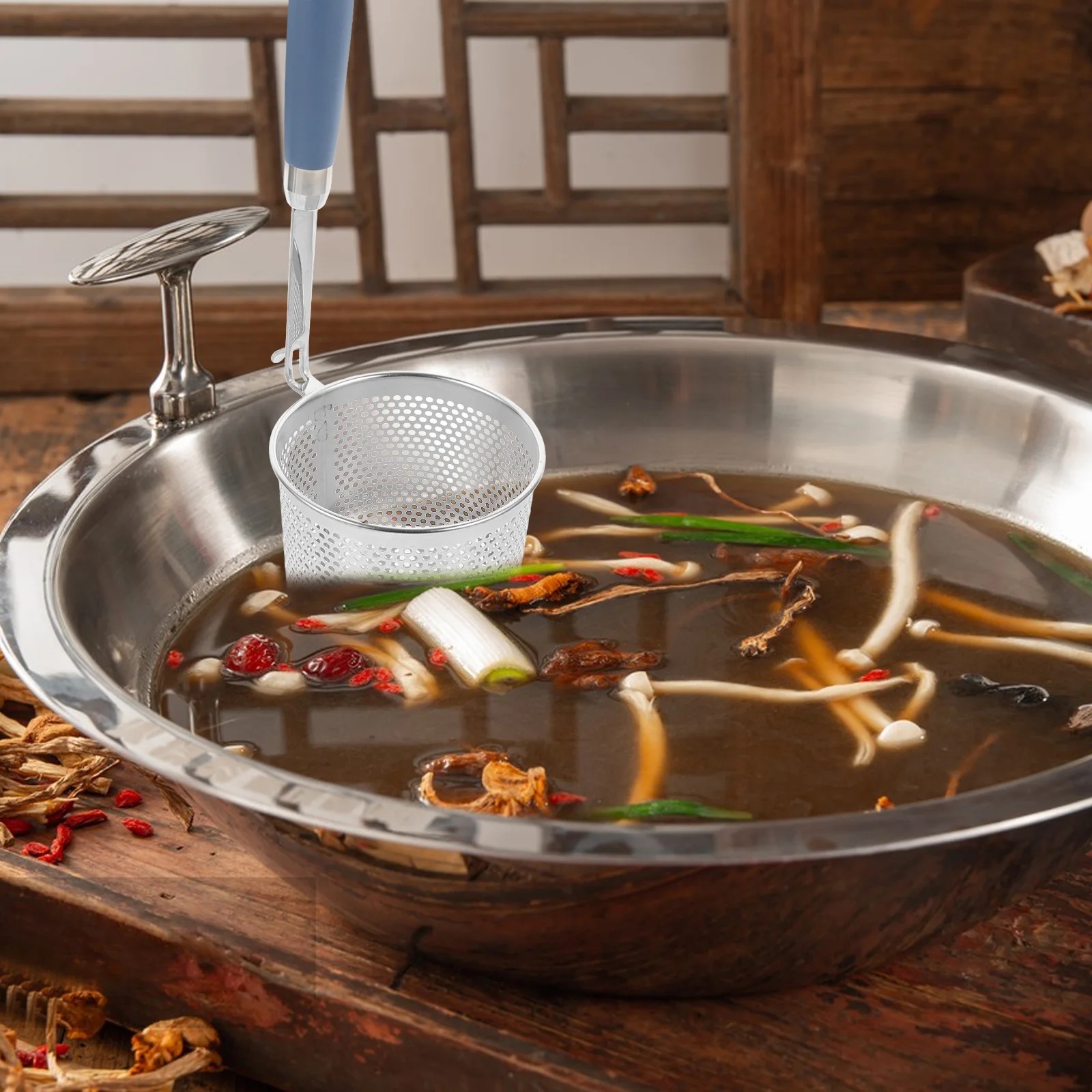 

HeatInsulation Spaghetti Strainer Spoon StainlessSteel Pasta Noodle Colander With Handle Practical Strainer