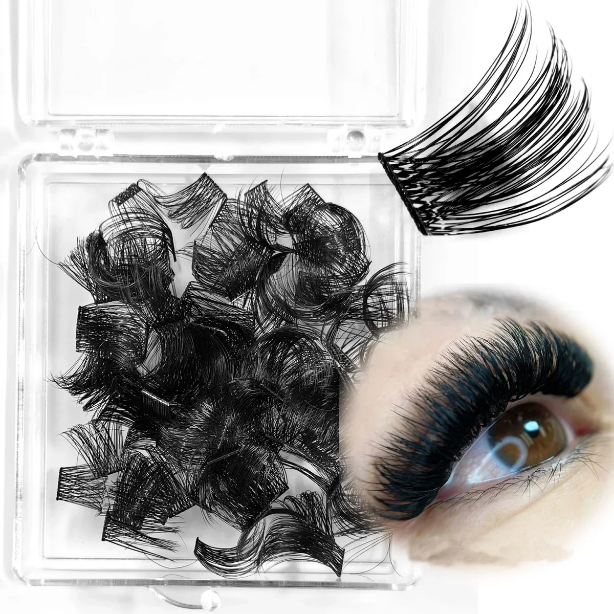 AMSDCN Cluster-Wimpern 100 Stück DIY Einzelne Segmentierte Wimpern Natürliche Nerz-Wimpernverlängerung Falsche Wimpern Einzelne Vorgefertigte Fächerwimpern
