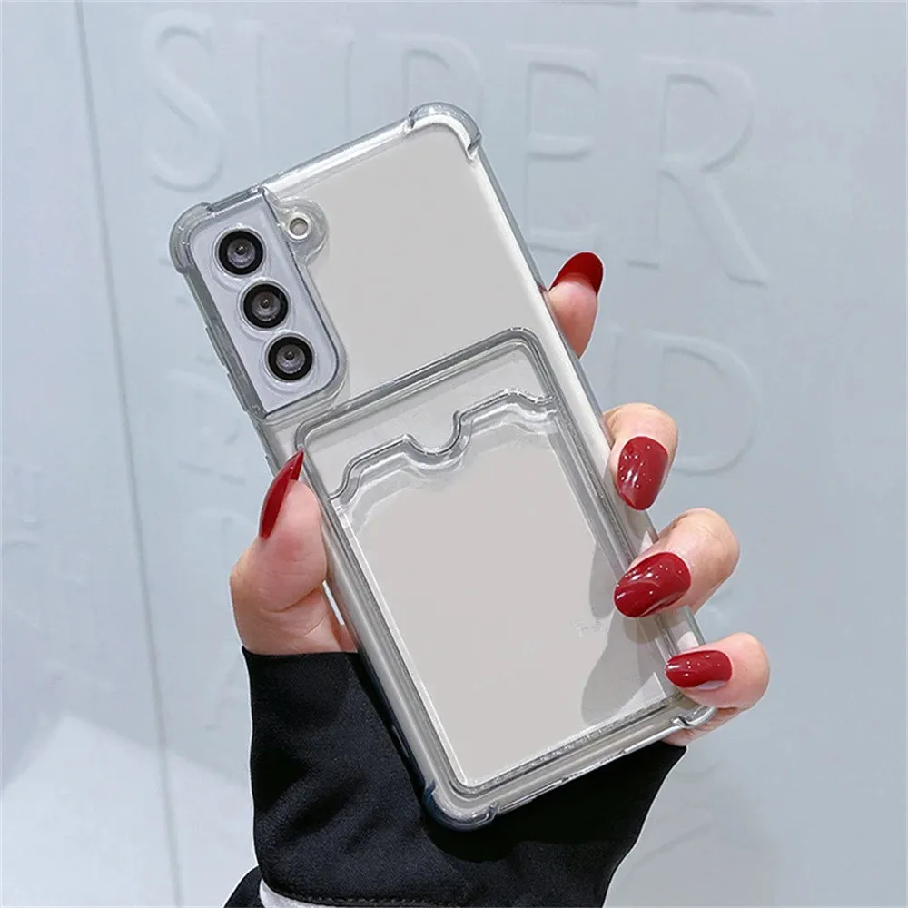 For Samsung Galaxy A54 Card Slot Bag Cover on Galaxy A53 A52 A51 A34 A33 A32 A21S A72 A13 A14 4G 5G Clear Shockproof Phone Case