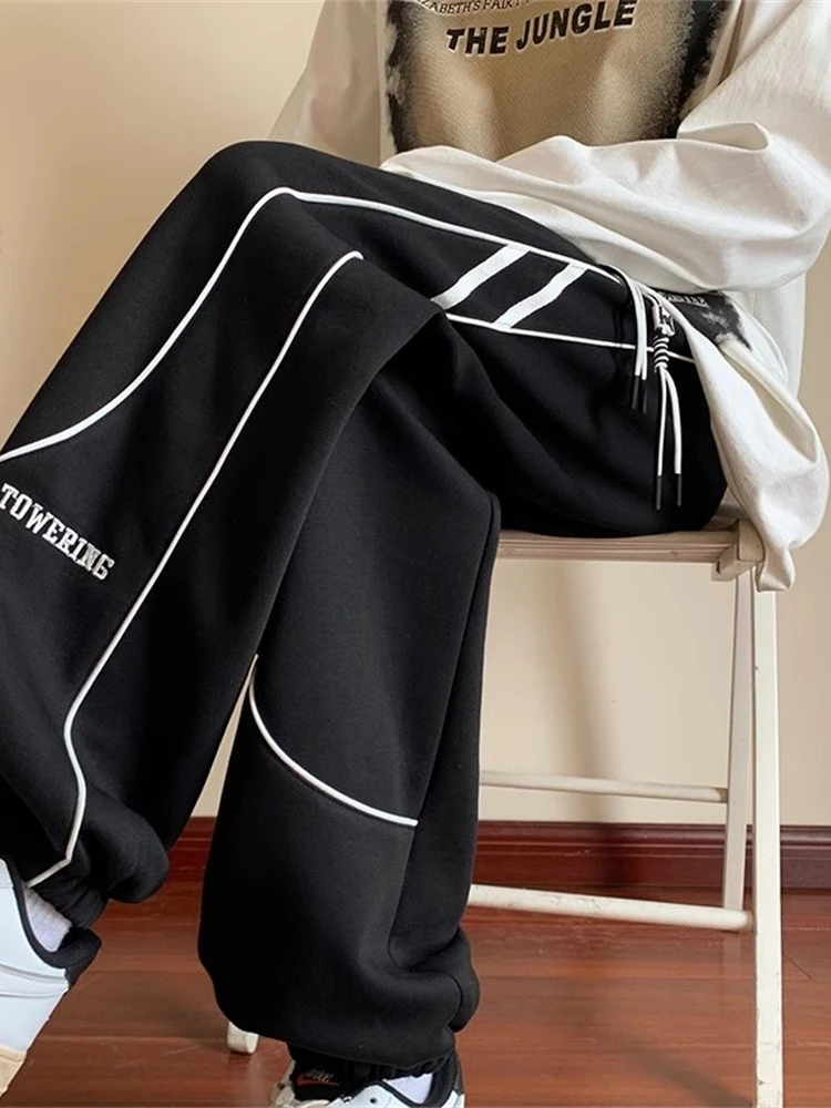 

Men's Fce Lined Thiened Sports Pants Autumn Winter New Sle Casual Loose Fit Long Trousers Cool Haome Cuffed Exercis...