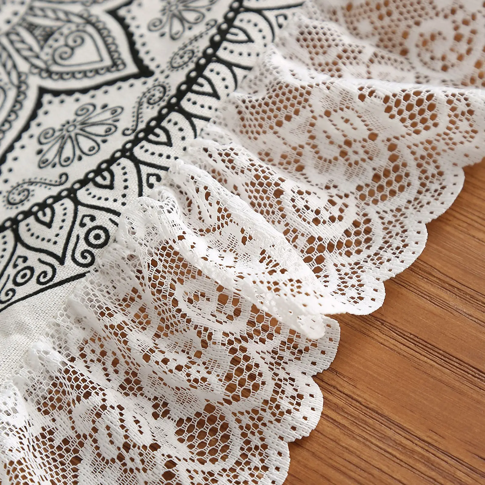 Mantel de algodón con bordes de encaje bohemios, impermeable, lavable, decoración para mesa de té y comedor