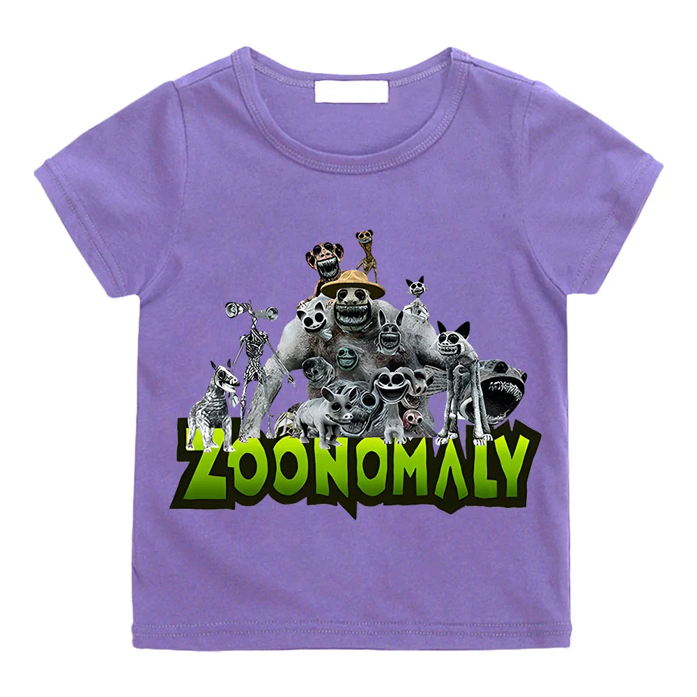 Zoonomaly-Camiseta de algodón para niños y niñas, ropa informal de manga corta, Anime, Verano