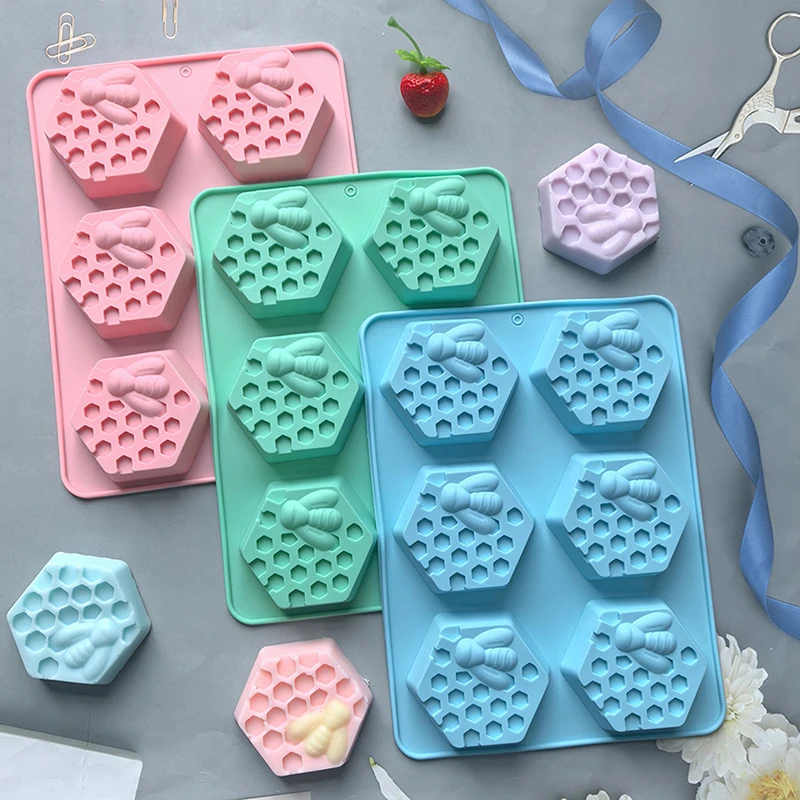 3D Bee Honeycomb Silicone Soap Mold DIY Soap Making Supplies Handmade Chocolate Cake Decoration Baking Tools