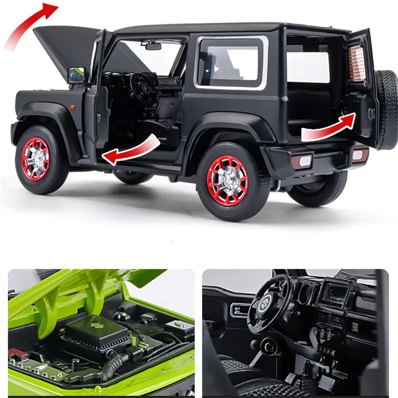 1:18 SUZUKI Jimny Alloy Car Model Diecast Metal Toy Off-Road Vehicles Car Model Sound and Light Simulation Collection Kids Gifts