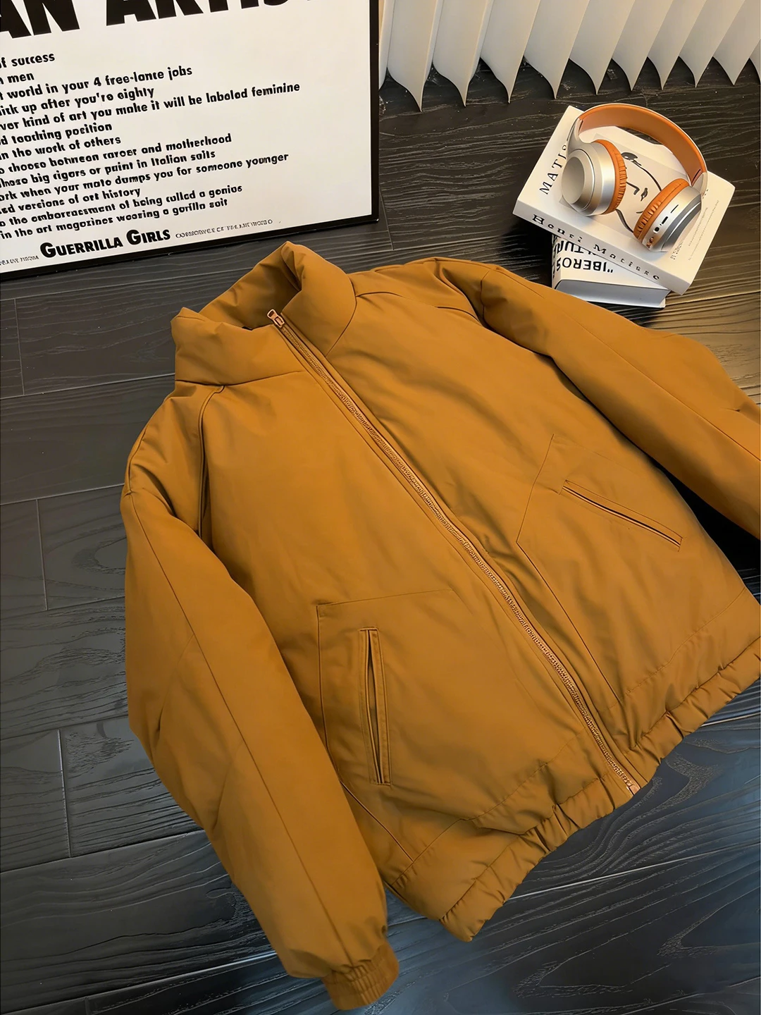 

Men's Pilot ort down Cotton Jaet Thi Warm Stand Collar Loose Faionable Cotton Padded Coat Youthful American Sle