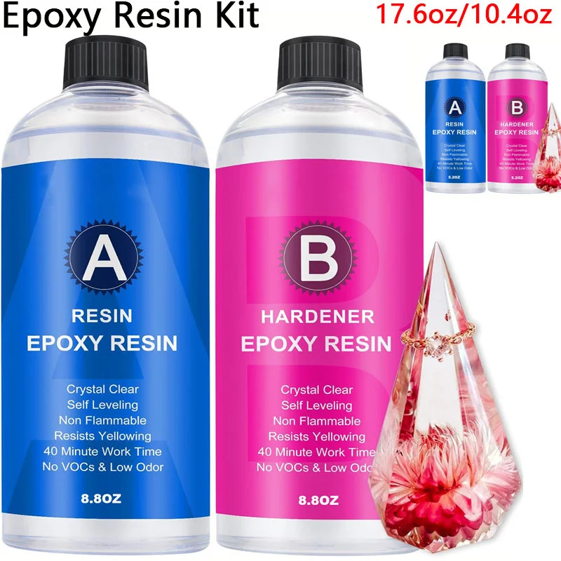 17.6oz/10.4oz Clear Epoxy Resin Kit Casting And Coating For River Table Tops Art Casting Resin Jewelry Projects DIY Art Painting