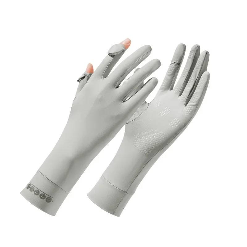 Перчатки из ледяного шелка с сенсорным экраном, высокоэластичные солнцезащитные перчатки с откидным пальцем, удлиненные анти-УФ-варежки для вождения, спорт на открытом воздухе