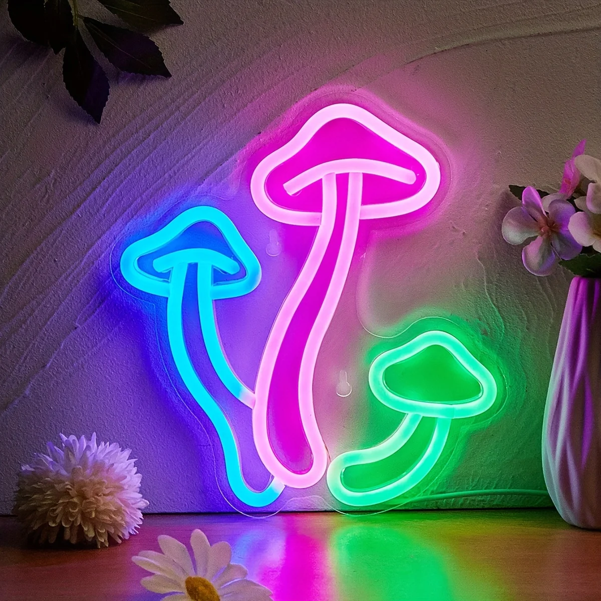 LED Neon Mushroom Cute Neon Sign, USB Powered Night Light, 3D Wall Art & Game Room Bedroom Living Room Decor Lamp Holiday Gift