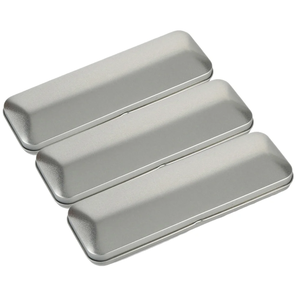 

3 Pcs Tinplate Stationery Box Pencil Case Accessories Household Organizer Accessory Daily Student