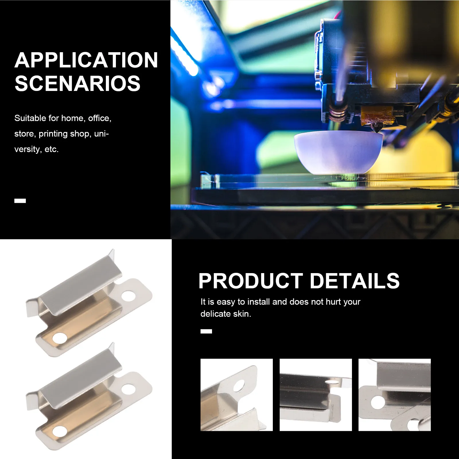 

10Pcs Premium Stainless Steel Glass Bed Clamp Set for 3D Printers Hot Bed Stable Clip Precision Spring Turn Fixation Clips