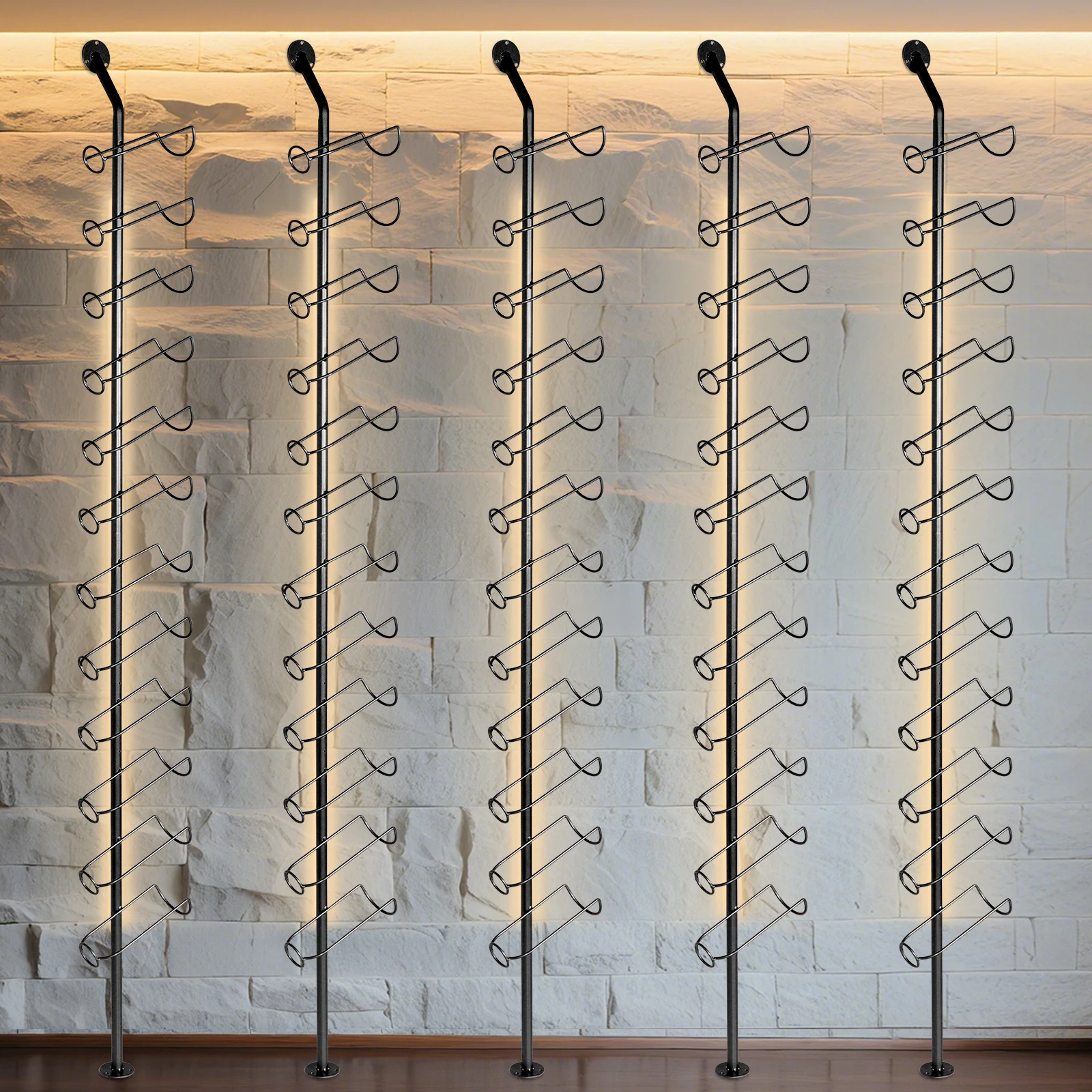 

5 упаковок настенного крепления для вина на 60 бутылок вина, металлическая стойка для хранения, держатель для бутылки вина для бара, кухни, погреба, ресторана