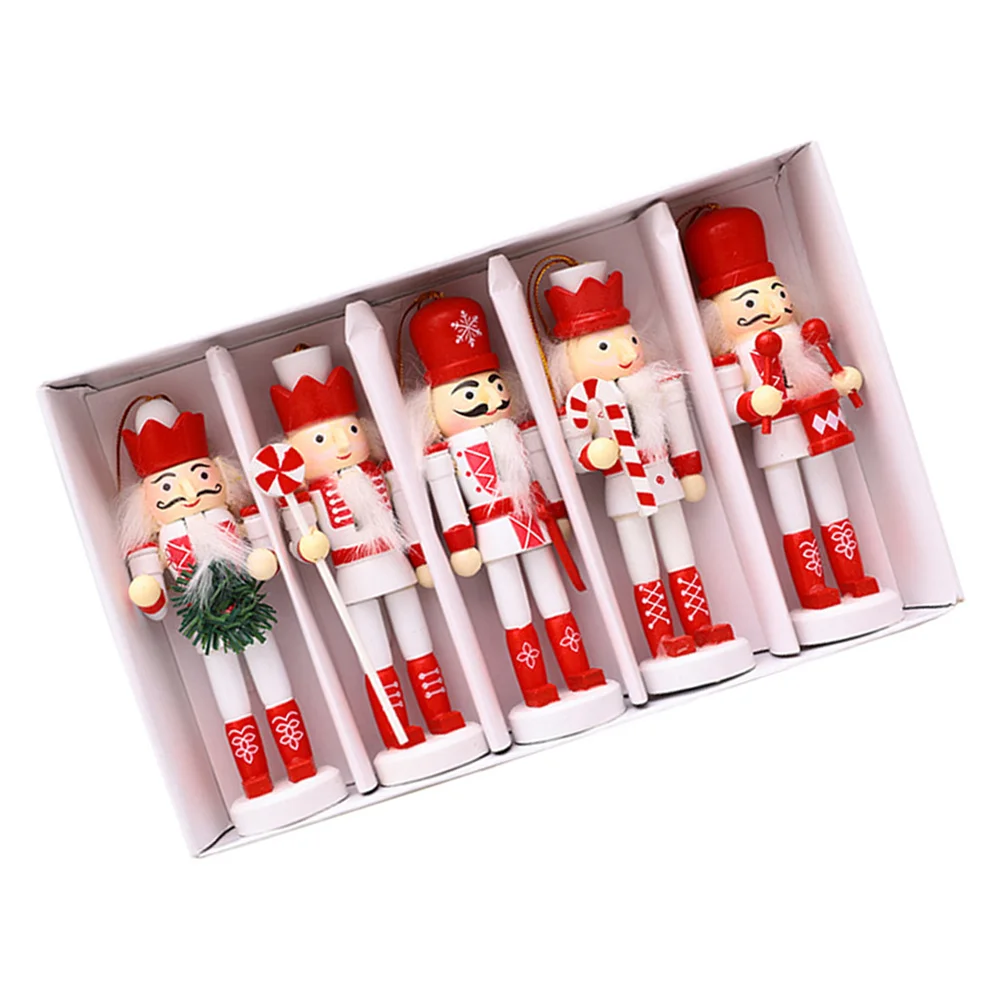 

5Pcs Wooden Nutcrackers Ornaments Christmas Decoration Set for Festival Home Party Table Display Holiday Decor Xmas