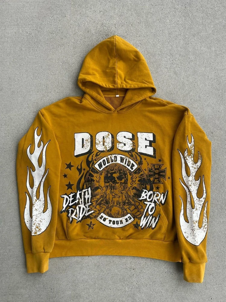 Men's Oversized Hoodie, Retro, Street, Hip Hop, Harajuku, Printed Letter, Goth Fashion, Casual, Harajuku, Assorted Sweater