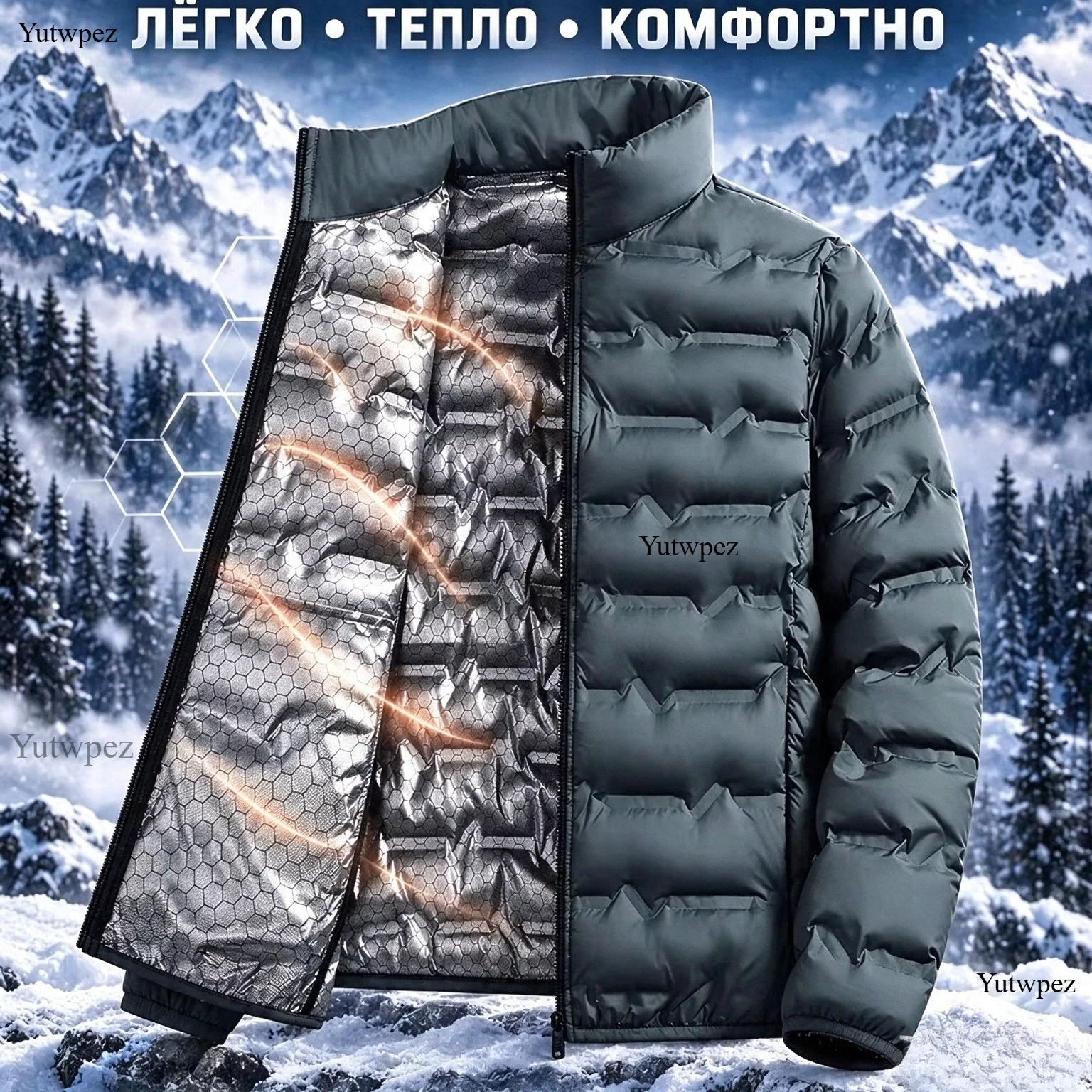 Men's Motorcycle Riding Outdoor Hiking Windproof Pleated Coat Classic Warm Winter Outerwear Graphene Self-heating Down Jacket
