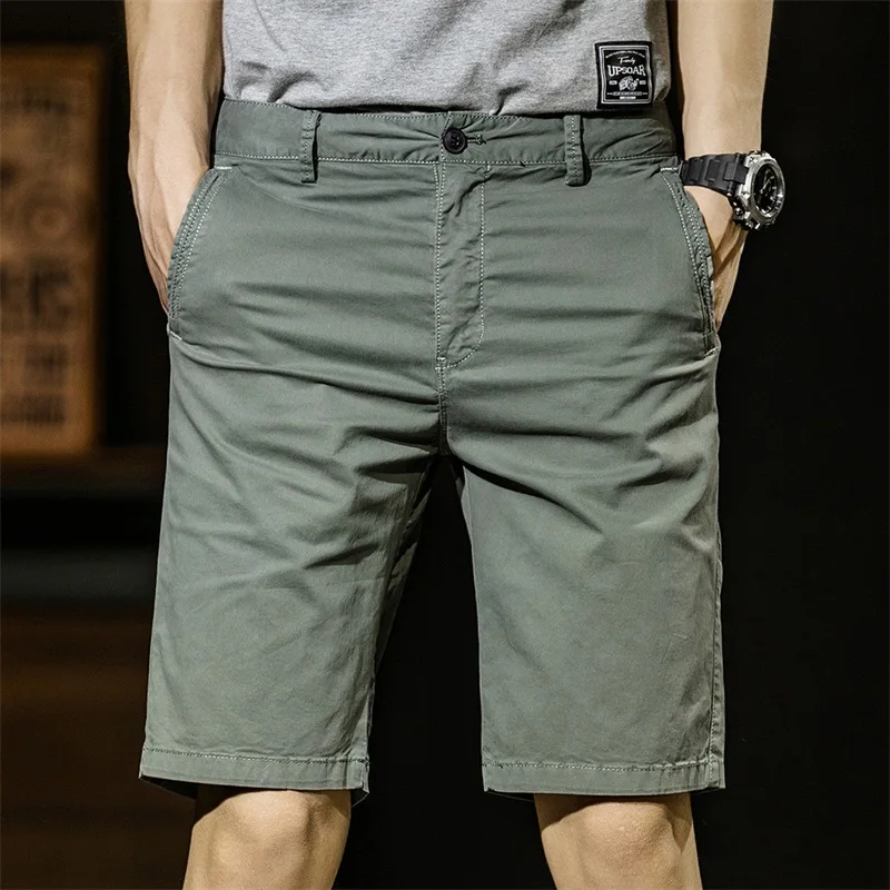 Summer Thin Business Casual Shorts Men's Overalls Large Size Straight Short Five-point Pants 97 Cotton Bottoms
