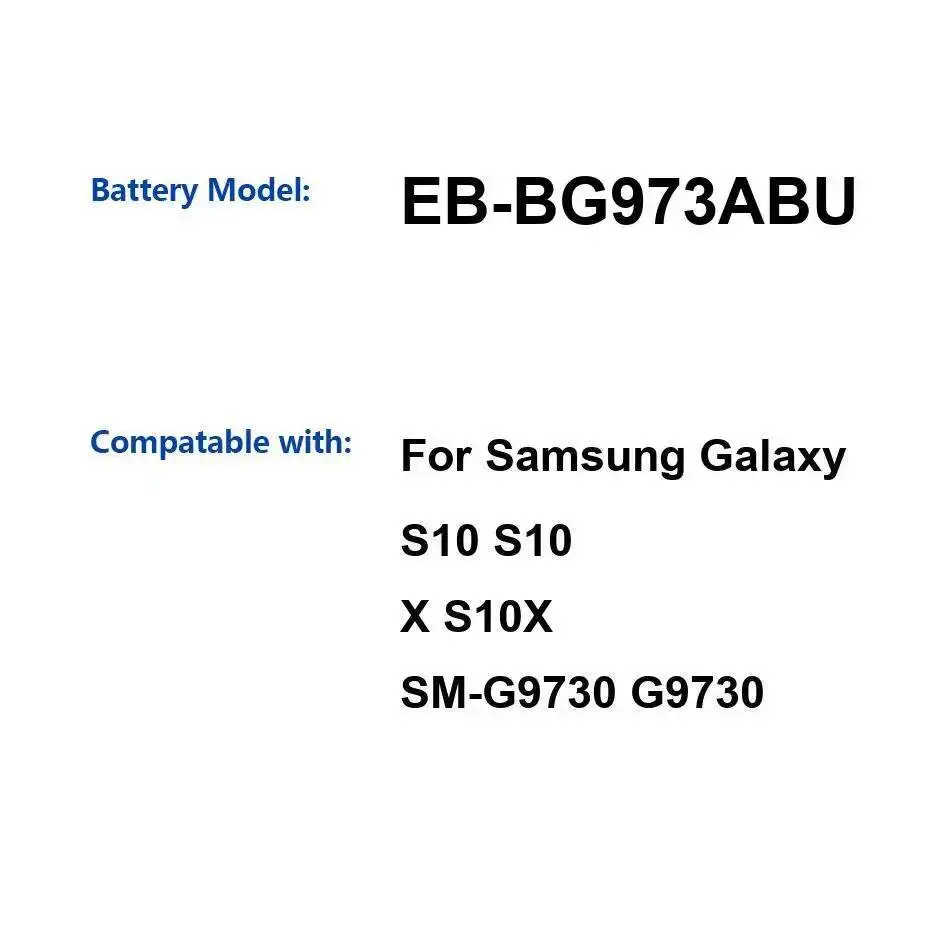 

Аккумулятор для мобильного телефона емкостью 3400 мАч для Samsung Galaxy S10 S10X SM-G9730 G9730 EB-BG973ABU